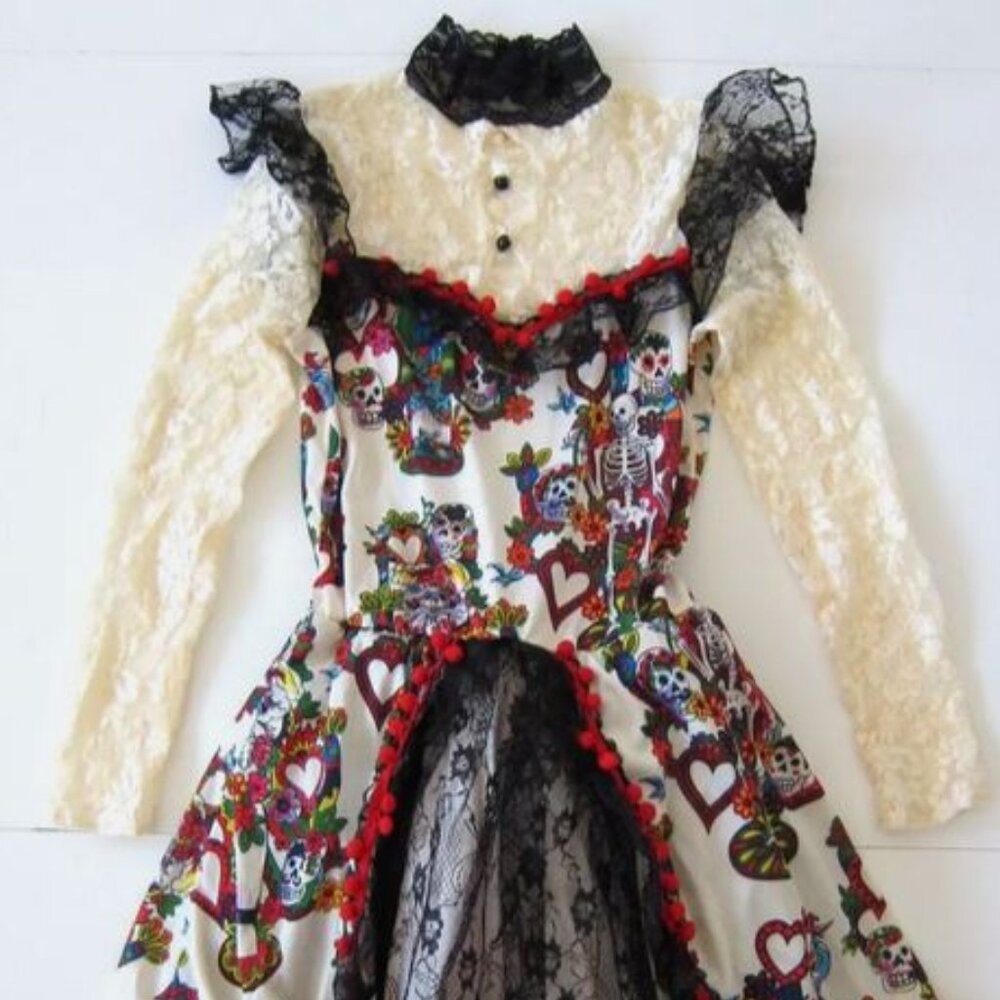 SPIRIT~Day Of The Dead~ Halloween Skull/Skeleton Lace Costume Dress~Size M